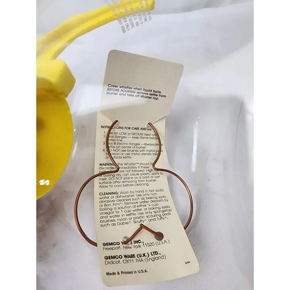 Gemco The Whistler Glass Kettle Pot 8c Yellow/White Handle w/Metal Grid NWT - Picture 6 of 8
